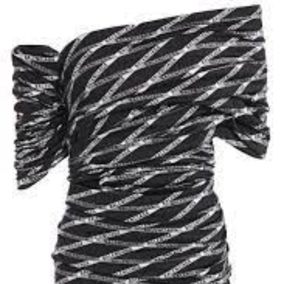 Balenciaga Logo Printed Stretch Wrap Mini Dress Sz 8 - Picture 5 of 16